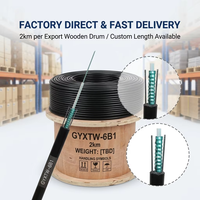 Câble à fibres optiques SWOT GYXTW SM G652D 2-24 fibres, câble extérieur légèrement blindé, fils en acier, gaine en PE, bobine en bois