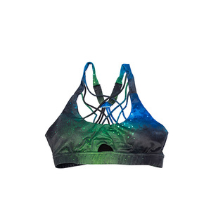 Starburst Galaxy Bamboo reggiseno sportivo incrociato Spandex a collo a U supporto medio traspirante alla moda del reggiseno Yoga elasticizzato Spandex - Product Image 1
