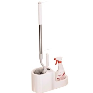 Support de brosse de toilette avec rangement pour nettoyant, fixation murale ou sur pied, ensemble de nettoyage pour salle de bain, pour usage WC - Product Image 5