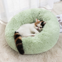Lits pour animaux de compagnie doux, en peluche, chauds et ronds, pour l'hiver, pour chats, chiens, animaux, canapé pour dormir