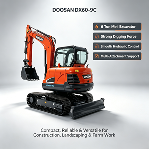 รถขุดขนาดเล็ก Doosan DX60‑9C มือสอง 6 ตัน รถขุดไฮดรอลิกเกาหลีแท้ พร้อมใบมีดดันดิน ห้องโดยสารสะดวกสบาย สำหรับงานขุด - Product Image 1