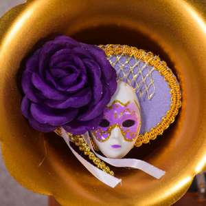 Masque de <span class=keywords><strong>venise</strong></span> aimants réfrigérateur 3D autocollants grande pivoine fleur filet chapeau artisanat Mardi Gras fête de mariage faveurs avec boîte - Product Image 6