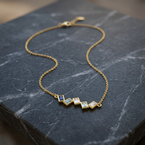 Elegant Vintage Yellow Gold Plated Diamond Pearl Customizable <b>Necklace</b> <b>Chains</b> with Natural London//White/Sky Blue Topaz - Product Image 2