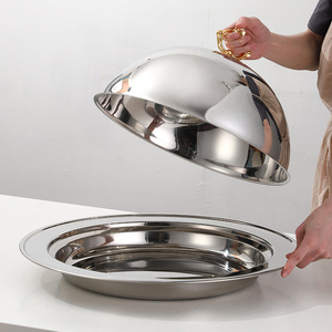 <span class=keywords><strong>Nuovo</strong></span> piatto da buffet in acciaio inox oro rotondo di lusso piatto da portata a buffet con coperchi - Product Image 3
