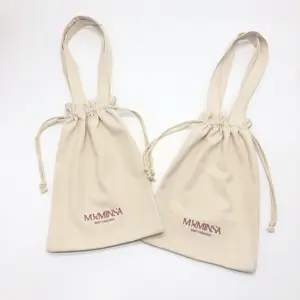 High Quality Embroidery Canvas Cotton Tote Pouch Drawstring Baby Clothing Shoe Dust Canvas Shopping Bag