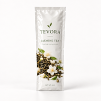 Sachet d'emballage personnalisé pour thé au jasmin, pochette plate à trois soudures avec impression personnalisée pour thé en vrac
