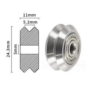 CNC imprimante 3D 24.3mm 5mm alésage poulie en acier inoxydable V rainure roulement de roue haute qualité v-belt poulie