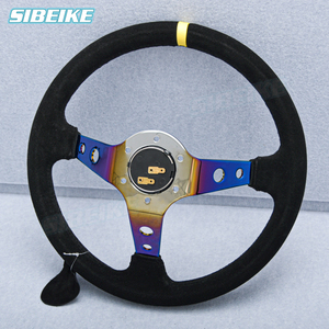 <span class=keywords><strong>Volant</strong></span> de voiture de course en cuir suédé bleu titane Concave profond de 14 pouces 90MM - Product Image 5