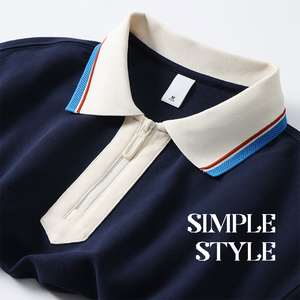 Polo da Uomo in Cotone 240gsm con Mezza Zip e <span class=keywords><strong>Colletto</strong></span> Rovesciato, Asciugatura Rapida, Casual e Streetwear, Vendita all'Ingrosso con MOQ <span class=keywords><strong>Basso</strong></span> - Product Image 4