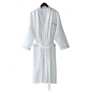 Peignoir d'hôtel à tissage gaufré de luxe pour hommes et femmes 100% coton couleur et logo personnalisables en toutes saisons vêtements de nuit doux et chauds - Product Image 2