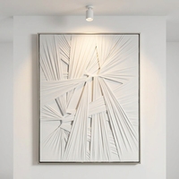 Peinture à l'huile abstraite moderne en plâtre blanc, peinte à la main, sur toile sculpturale 3D épaisse, art mural personnalisable, taille ajustable, argent