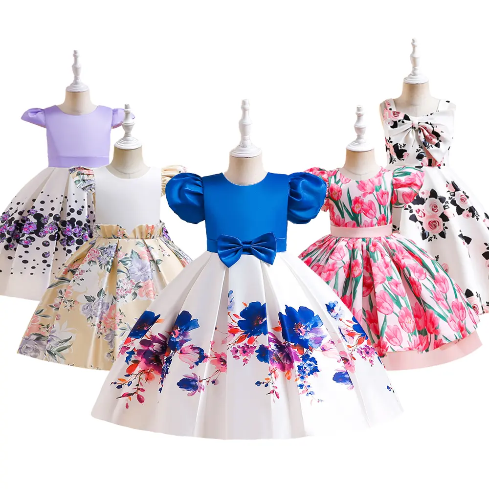 MQATZ Offre Spéciale filles robe d'été en satin enfants robes de soirée petite fille fête mariage princesse