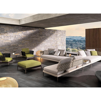 Ensemble de canapés d'angle en rotin PE tressé à la main avec structure en aluminium pour hôtel, extérieur moderne, avec coussins imperméables