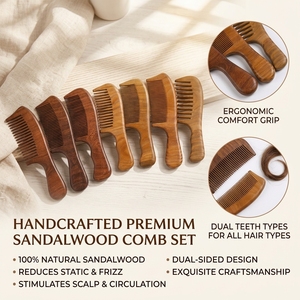 Pettine per Capelli in Legno Naturale Fatto a Mano con Manico, Antistatico, per <span class=keywords><strong>Hotel</strong></span> e Guesthouse - Product Image 1