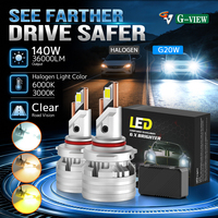Ampoule de phare LED G20W 9005 9006 personnalisée en usine, 140W 36000 Lumens 9-60V 6000K, avec ventilateur et caloducs en cuivre, vente en gros pour les distributeurs