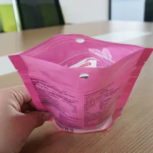 Recyclable Material Ldpe Zipper Bag Pink Dried Fruit Snack Food Packaging Pouch