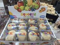 Jouet Squishy de Noël et d'Halloween en forme de fruits croustillants (Pomme verte, Maïs, Raisins, Cacahuètes, Beurre, Mangoustan, Fruit du Dragon)