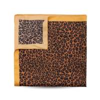 Foulard carré effet soie mate, imprimé léopard, bordure jaune, pour cheveux et cou, pour femme