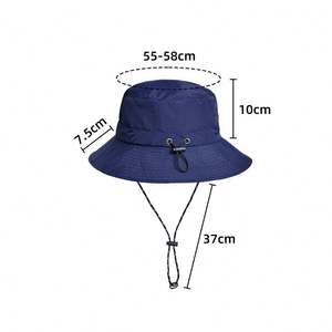 Custom Logo Camp Hiking Fishing Waterproof Men Cap Mesh <b>Bucket</b> <b>Hat</b> <b>With</b> <b>String</b> UV Protection - Product Image 3