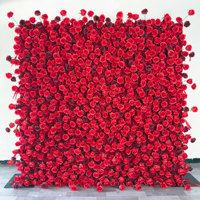 Panneau mural de fleurs de roses rouges bordeaux, toile de fond florale pour mariage, décoration de fond pour événements et photographie