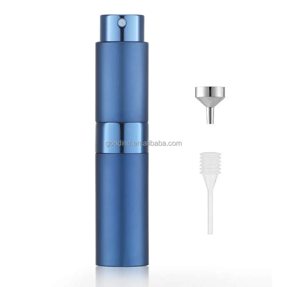 Kustom botol parfum perjalanan portabel 10ml penyemprot aluminium dengan dasar logam isi ulang botol semprot aroma panas dicap