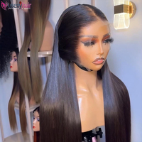 Wig Rambut Asli Brasil HD Lace Frontal, Wig Rambut Asli Kamboja Tanpa Lem, Wig 360 Lace, Vendor Grosir