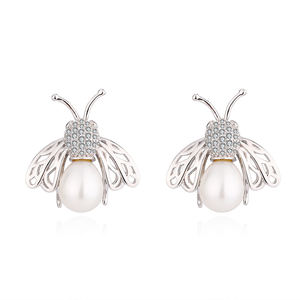 Grandes boucles <span class=keywords><strong>d</strong></span>'oreilles pendantes en or et en or rose pour femmes, boucles <span class=keywords><strong>d</strong></span>'oreilles pendantes <span class=keywords><strong>d</strong></span>élicates en perles <span class=keywords><strong>d</strong></span>'argent pour mariage - Product Image 2