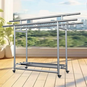 Séchoir à vêtements en métal extensible pliable à trois pôles avec crochets coupe-vent pour balcon chambre <span class=keywords><strong>ou</strong></span> cour - Product Image 3