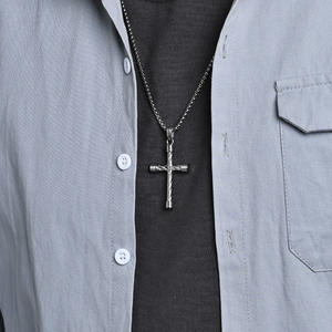 Stainless Steel <b>Cross</b> Necklace For Men Zinc Alloy Pendant Street Style Gift Jewelry - Product Image 2