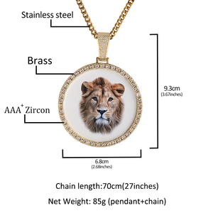 สร้อยคอจี้รูปทรงกลมแบบกำหนดเองพร้อมรูปภาพความทรงจำ <span class=keywords><strong>ราคา</strong></span>ขายส่ง Uwin Hip Hop ของขวัญเครื่องประดับรูปถ่ายส่วนตัวสำหรับผู้หญิงผู้ชาย - Product Image 5