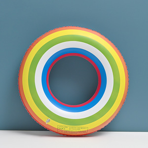 Rainbow Inflatable Swimming <b>Ring</b> For Children 60-100cm Thickened Double Layer Play Equipment - Product Image 1