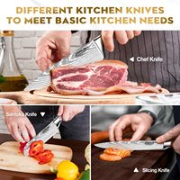 Yüksek karbon alman paslanmaz çelik 7 adet mutfak bıçağı içi boş ergonomik kolları ile süper keskin şef bıçak seti