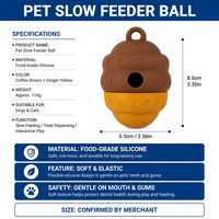 Jouet distributeur de friandises en silicone pour chiens, puzzle alimentaire ovale, mangeoire lente, jouet à mâcher souple et élastique, sûr pour la bouche, interactif