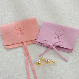กระเป๋าใส่เครื่องประดับกำมะหยี่ไมโครไฟเบอร์สีเบจนู้ดพิมพ์ลายขายดี พร้อมโลโก้สั่งทำ - Product Image 4