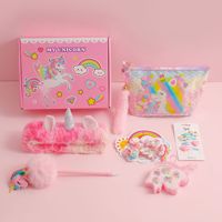 Exquisites Geburtstagsgeschenk-Set für Mädchen, Schülerinnen-Notizbuch & Tasche, Einhorn-Serie Geschenkbox