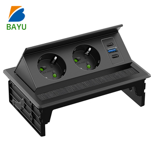 <span class=keywords><strong>Multiprise</strong></span> escamotable <span class=keywords><strong>encastrable</strong></span> standard USA en cuivre avec 2 prises CA industrielles et ports USB Type-C pour maison et bureau - Product Image 1