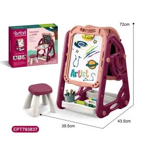 EPT toys kids intelligent adjustable double sided talented magnetic drawing board with bookrack