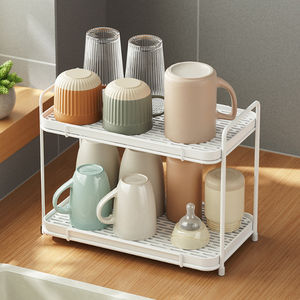 Organizador Personalizado de Doble Capa con Bandeja para Cocina, Comedor, Mesa de Centro, Estante de Secado de Botellas <span class=keywords><strong>Vertical</strong></span> de Acero al Carbono - Product Image 4