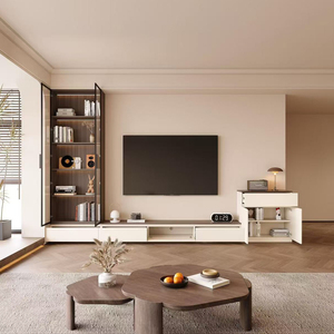 Mueble <span class=keywords><strong>de</strong></span> TV Moderno en Forma <span class=keywords><strong>de</strong></span> L, Diseño <span class=keywords><strong>de</strong></span> <span class=keywords><strong>Piso</strong></span> a Techo, Personalizado, para Sala <span class=keywords><strong>de</strong></span> Estar Pequeña, con Almacenamiento y Estilo Antiguo - Product Image 6
