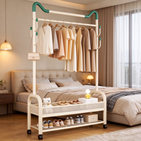 Séchoir à linge robuste à double niveau, amovible et mobile, en acier au carbone, sur pied, pour balcon et salon