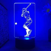 Lampe de nuit LED 3D joueur de hockey, lumière changeante en 7 couleurs