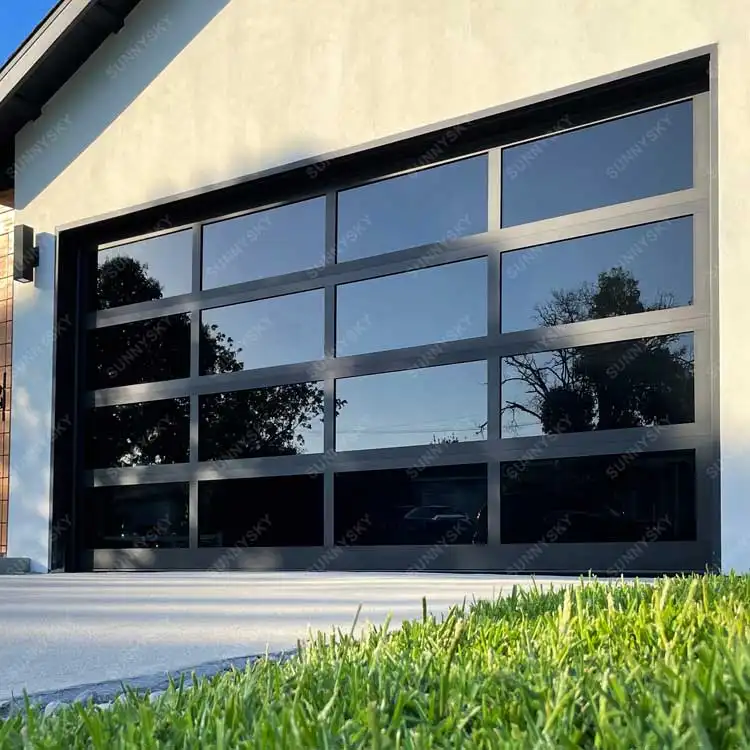 Pabrik XIYATECH penutup kaca aluminium bagian atas kustom pintu layar garasi otomatis tahan air dengan Motor jerman
