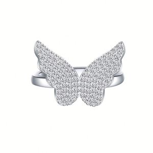 Ensemble de bijoux en argent sterling S925 classique avec zircon en forme de papillon pour femmes, cadeau de fiançailles, de mariage, collier, boucles d'oreilles, bague - Product Image 6