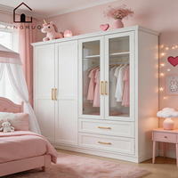 Armoire en bois de style shaker européen XINGRUO avec poignées métalliques, durable et grande capacité, rangement autoportant pour chambre à coucher