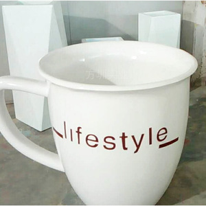 Pot de fleurs en fibre de verre en forme de tasse à café, décoration moderne et créative pour jardin extérieur - Product Image 3