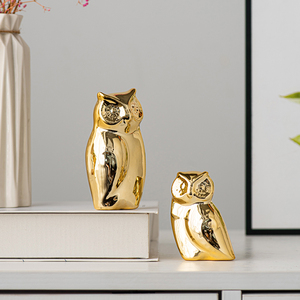 Exquisita Decoración para el Hogar, Estatua de Búho de Cerámica, Accesorios de Decoración para el Hogar, Búho Dorado Simple, Decoración de Lujo para el Hogar - Product Image 5