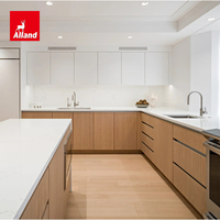 Meubles de cuisine Alland Modular New Model Canada, armoires murales peintes en blanc, placage bois personnalisé pour petites pièces.