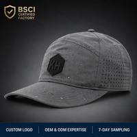 Casquette de baseball personnalisée de performance, certifiée BSCI, OEM, imperméable, découpée au laser, 5 panneaux, pour marques IP