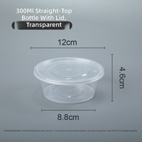 Boîte à lunch jetable en vente directe, 300 ml, en plastique transparent épais, bol à soupe pour la restauration rapide à emporter avec couvercle