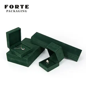 FORTE Hot Sale Velvet Jewelry Box luxury custom Logo Jewelry Packaging Line Texture Box For Jewelry